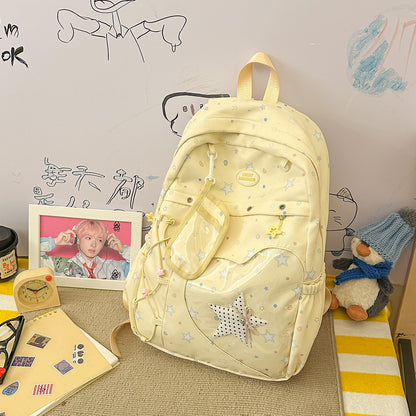 Stylische Multi-Taschen Stern-Applikation Rucksack Brehn