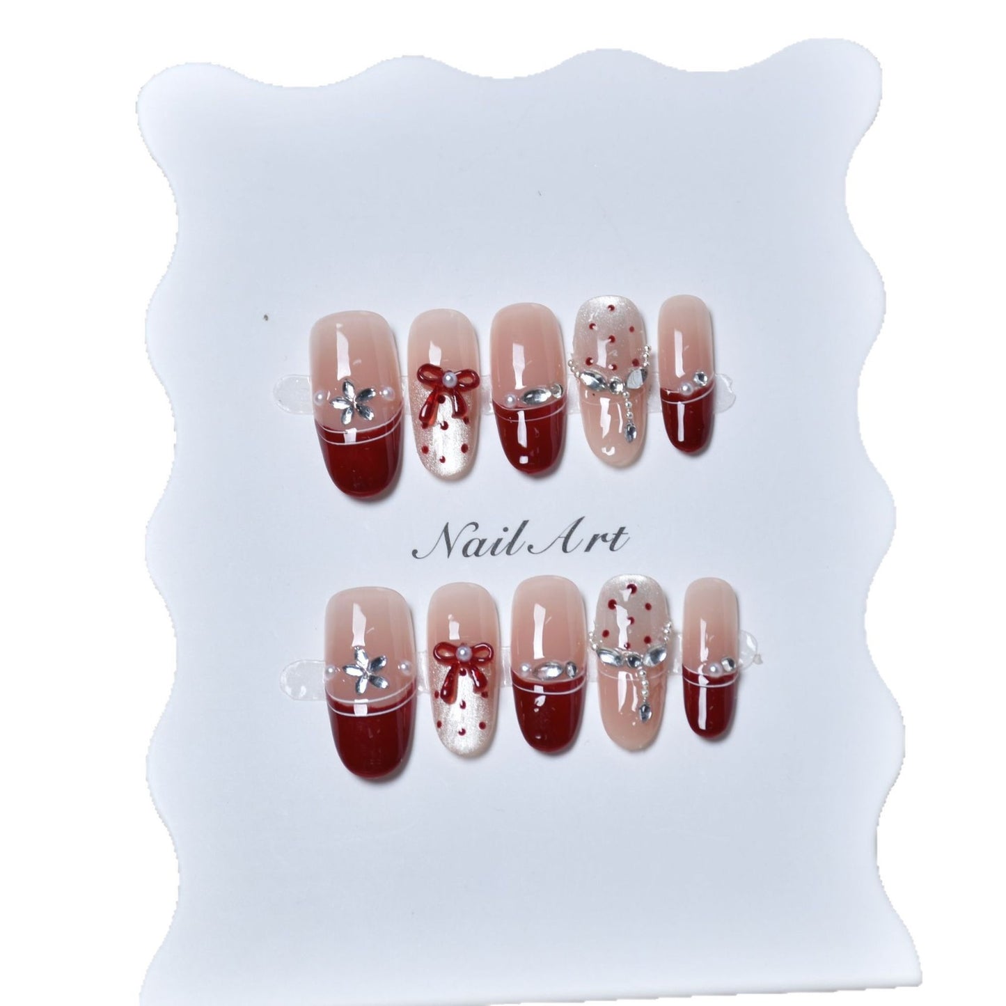 Eleganter festlicher Press-On-Nagelset Brehn