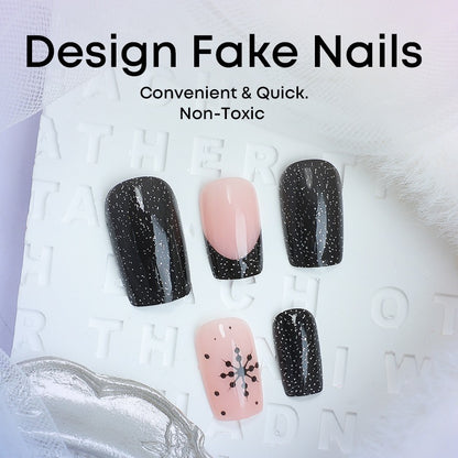 Kunstnagelset mit edlen Schwarz- und Rosé-Designs Brehn