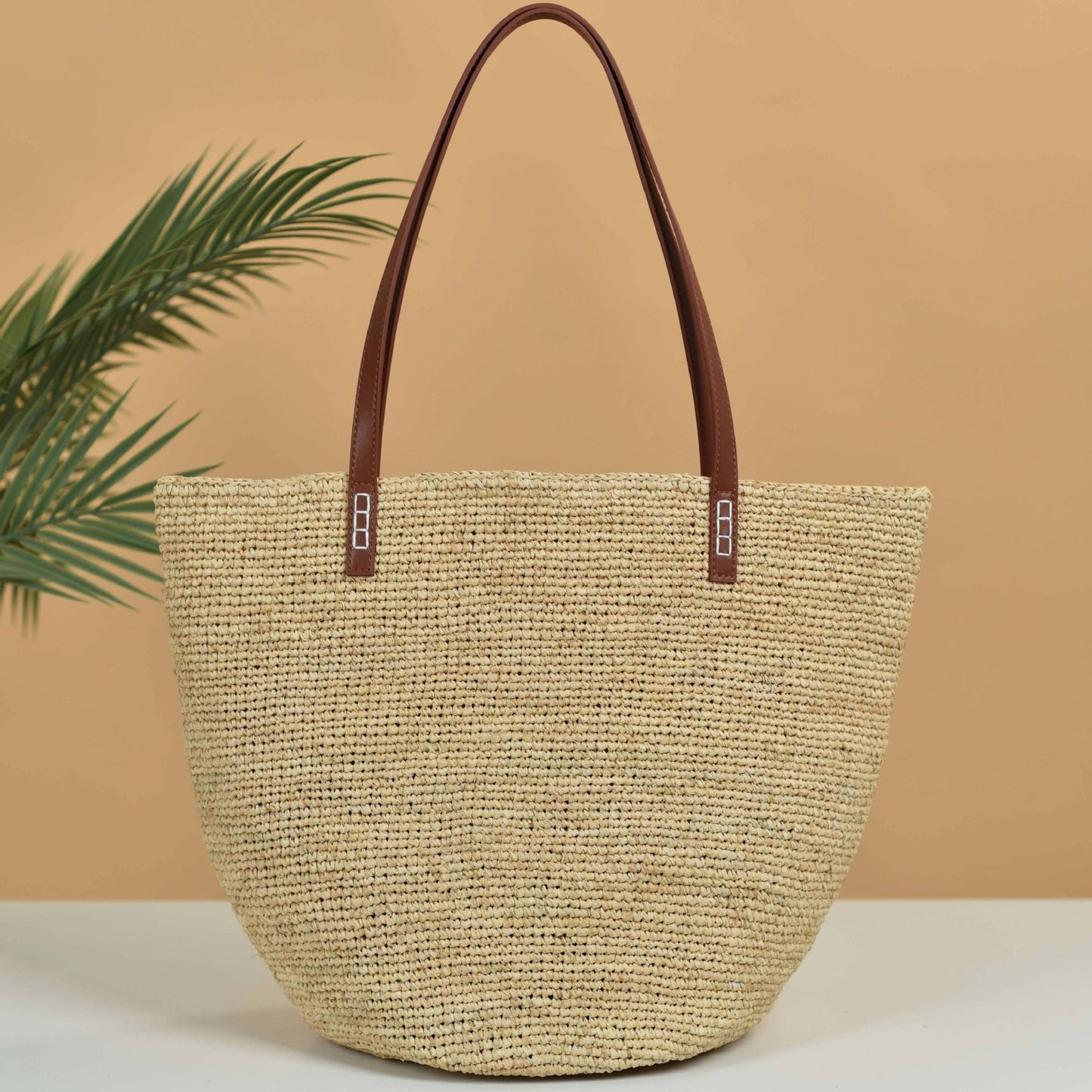 Handgewebte Jutetasche mit Ledergriffen Brehn