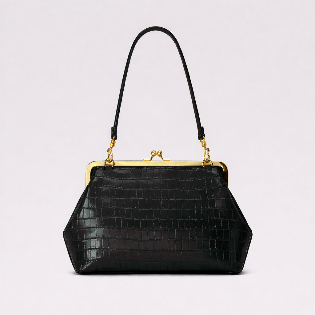 Elegante glänzende Krokodil-Effekt-Handtasche