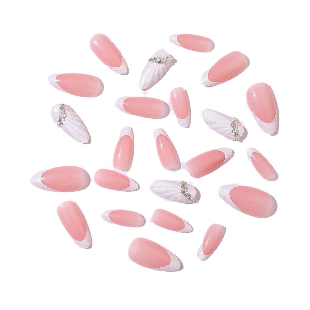 Künstliches Nagelset mit luxuriösen 3D-Verzierungen Brehn