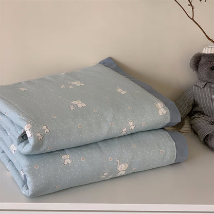 Weiche Mull-Babydecke mit Teddy-Design und doppellagiger Gaze