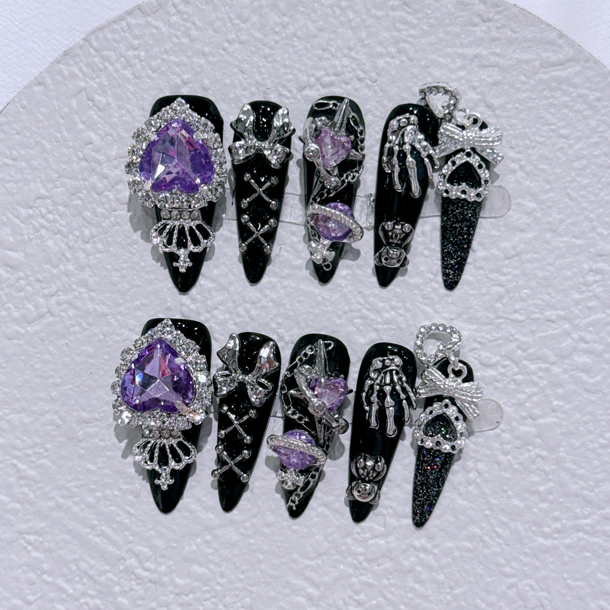 Gothic-inspiriertes Strass-Nagelkunst-Set