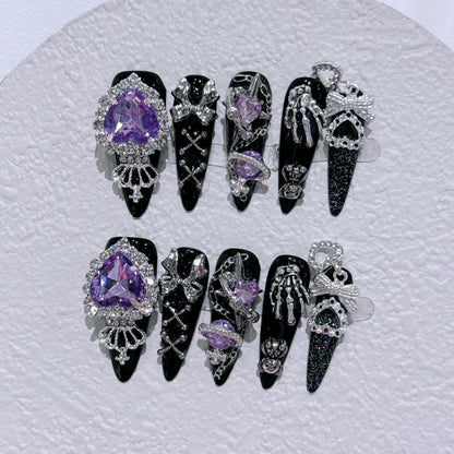 Gothic-inspiriertes Strass-Nagelkunst-Set