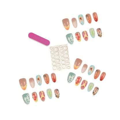 Künstlerische Press-On-Nagelspitzen-Set mit Kleber und Feile