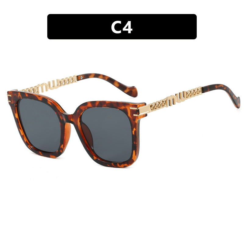 Damen trendige quadratische Sonnenbrille mit elegantem Rahmen und stylishem Goldakzent Brehn