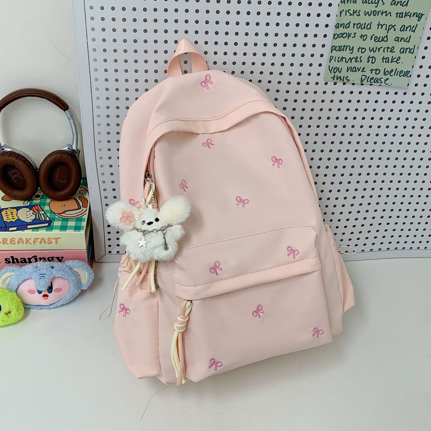 Rucksack mit Charmantem Schleifenmotiv und Praktischen Fächern Brehn