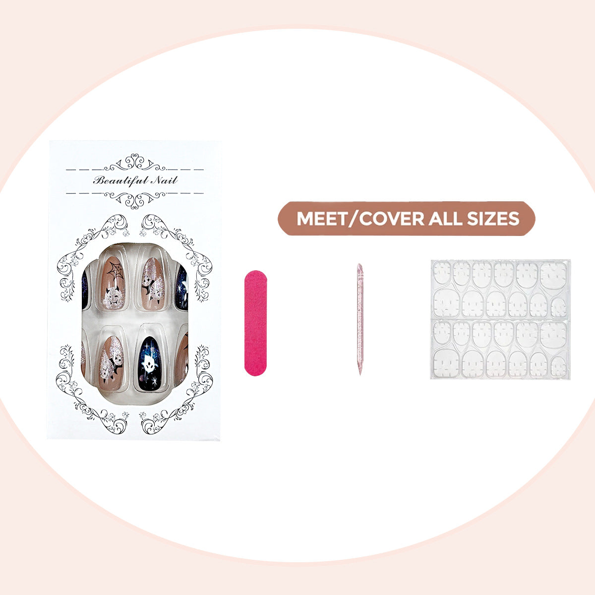 Dekoratives Press-On-Nagelset mit kunstvollen Designs Brehn