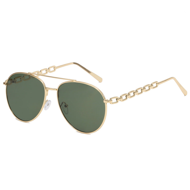 Damen Oversized Sonnenbrille mit modischem Kettenrahmen Brehn