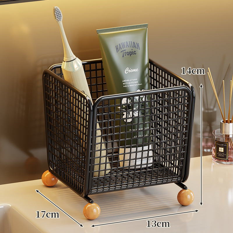 Theke Mesh Badezimmer Organizer Korb mit Holzballfüßen