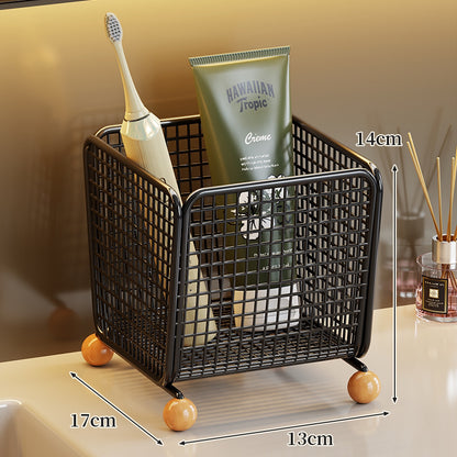 Theke Mesh Badezimmer Organizer Korb mit Holzballfüßen