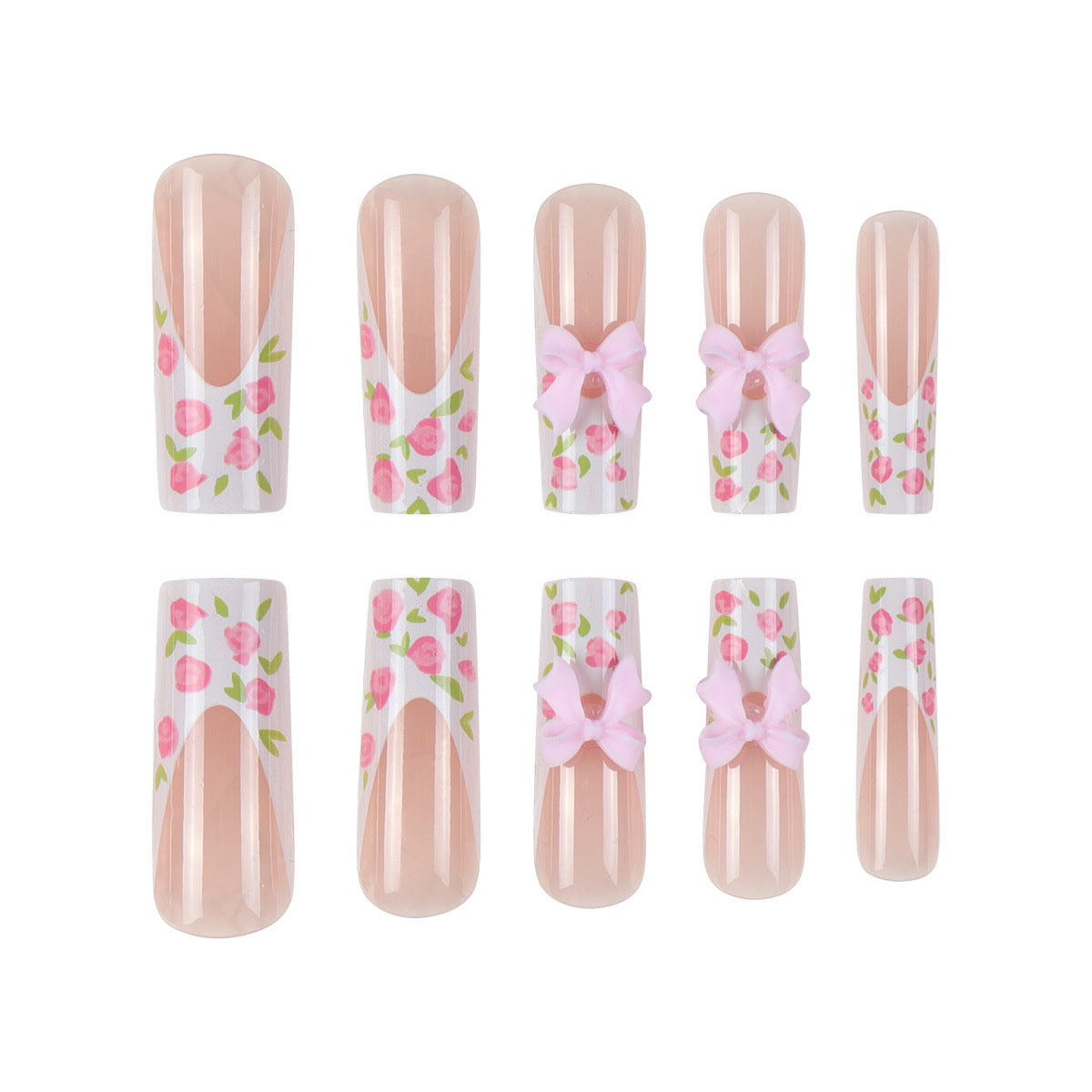 Floral Bow-Design Lange Press-On Nägel Brehn