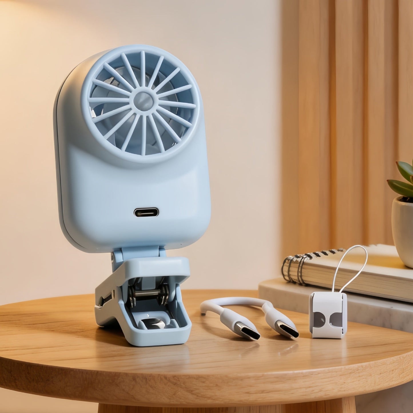 Frauen Tragbarer Mini Ventilator mit Digitalanzeige und Flexibler Halterung Brehn