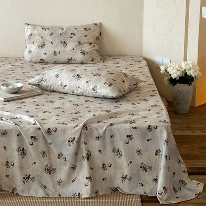 Gegerbete Leinenmischung Floral Bettüberwurf und Kissenbezug Set