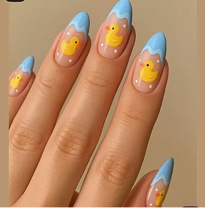 Verspielte Enten-Themen-Acryl-Nagelkunst-Verstärkungen Brehn