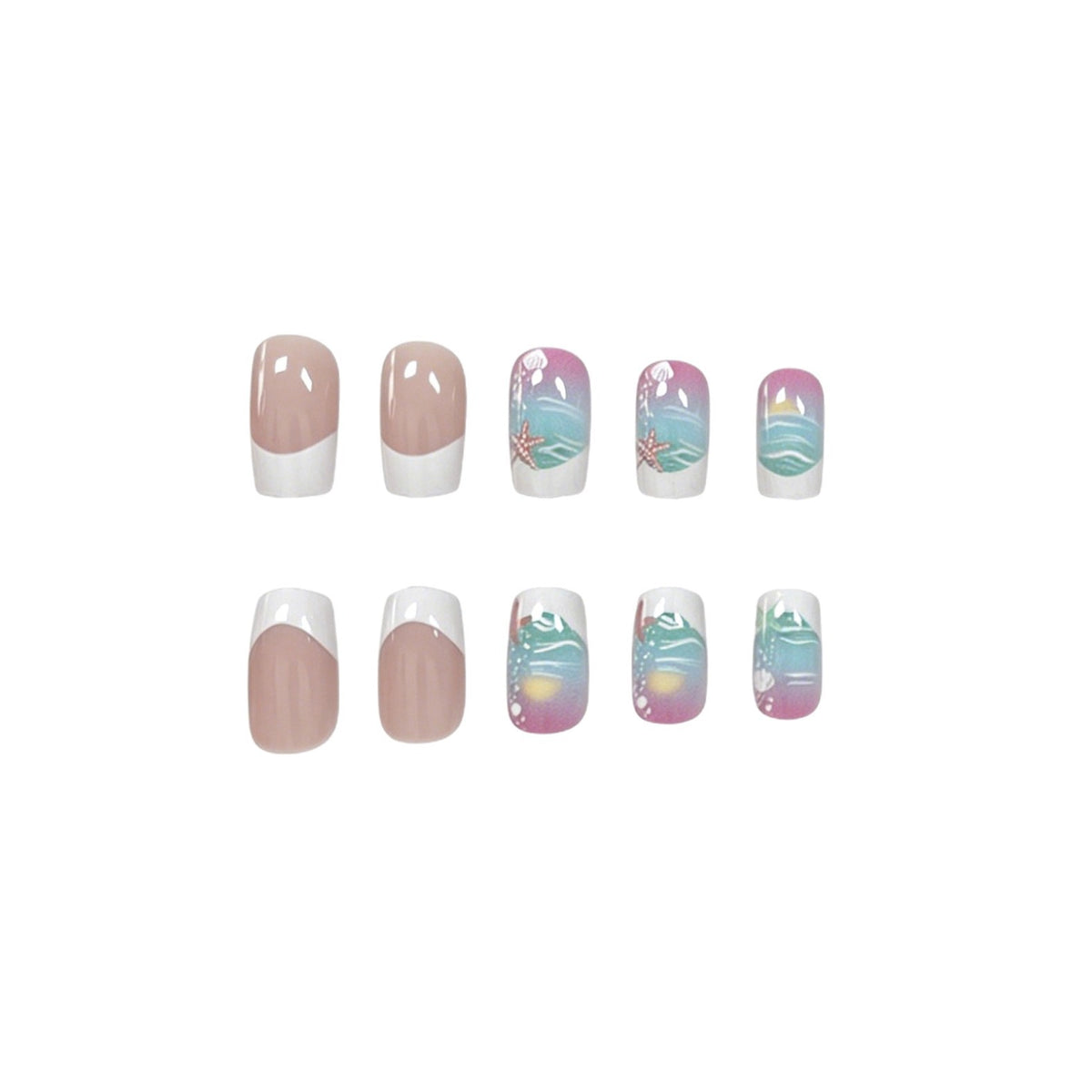 Ozean-Themen Press-On Nagelkunst Brehn