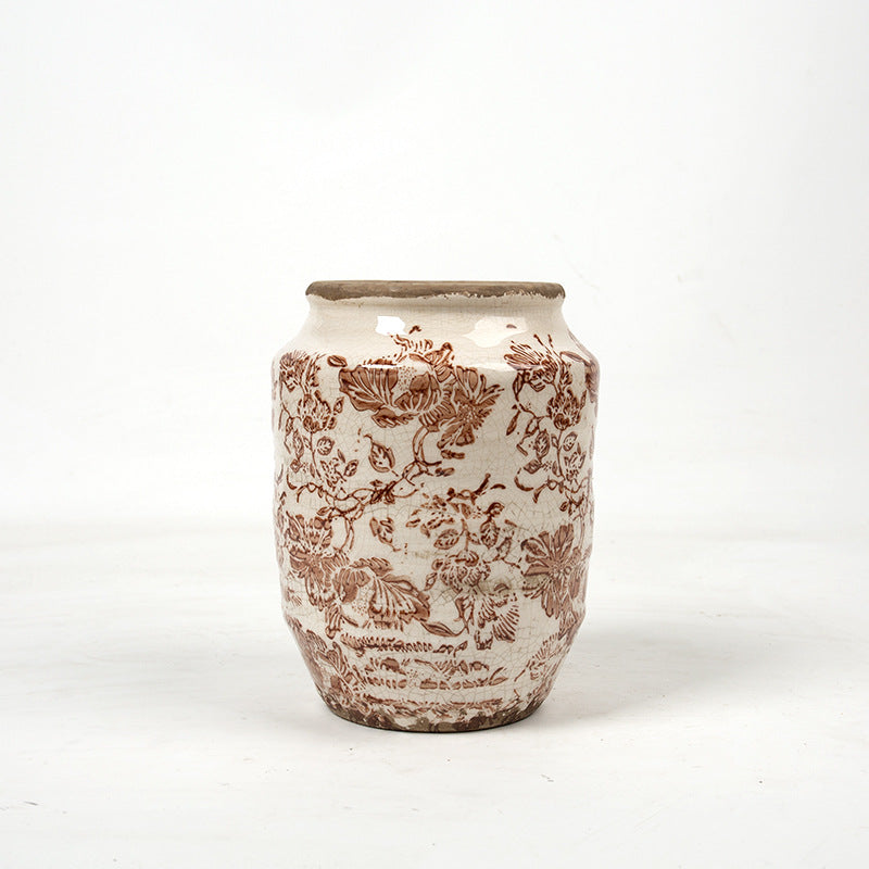 Florales Keramik Blumentopf mit Kunstmuster Brehn