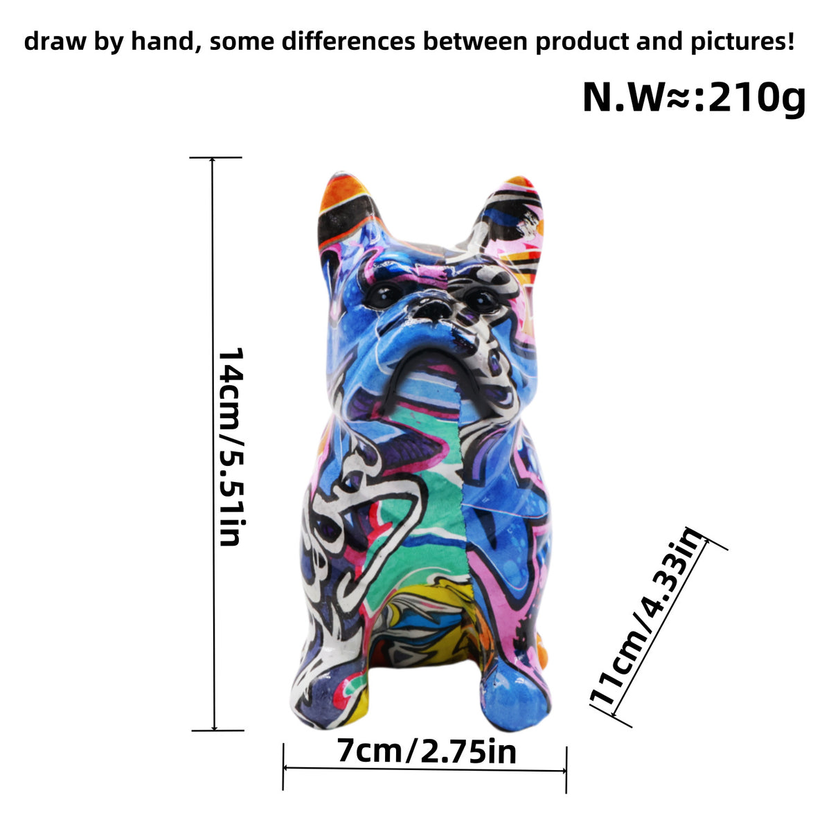 Kreative Bulldoggenfigur aus handbemaltem Kunstharz Brehn