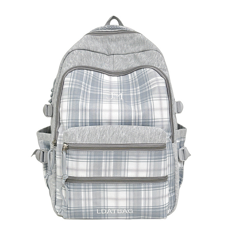 Stylische Vintage Karierte Schulrucksack Brehn