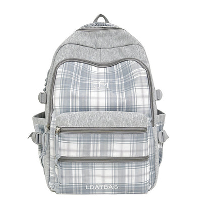 Stylische Vintage Karierte Schulrucksack Brehn