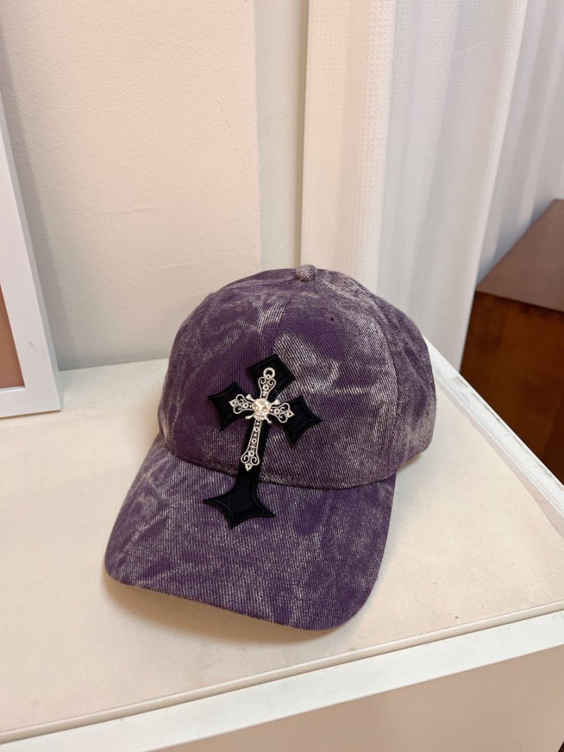 Herren Samt Bestickte Kreuz Baseballmütze Brehn