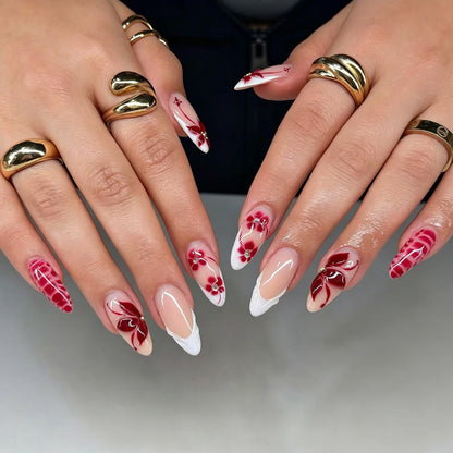 Florale Elegante Stiletto Press-On Nagelkunst Brehn
