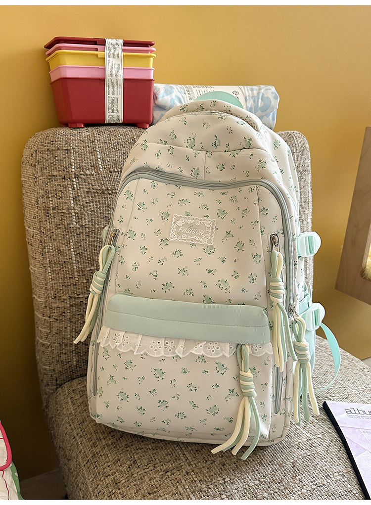 Blumenmuster Schulrucksack