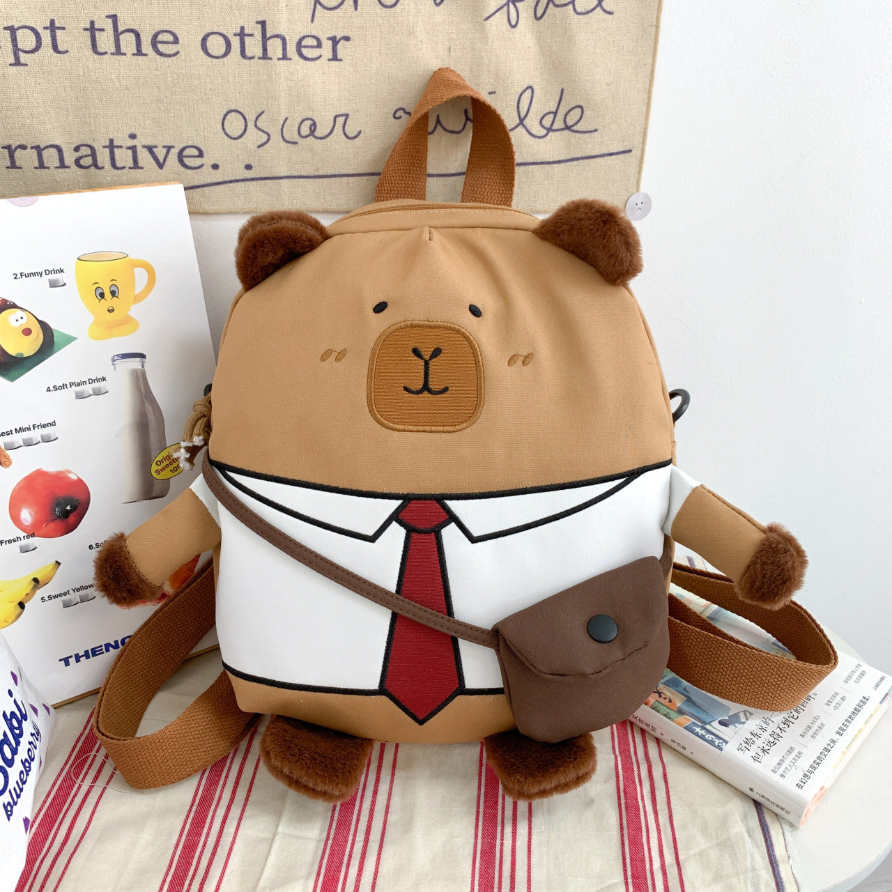 Plüsch-Rucksack mit Lustigem Bärenmotiv Brehn