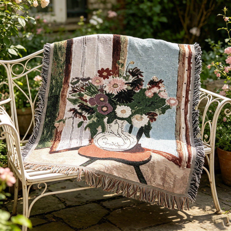 Künstlerische Blumenmuster Wandteppich Tagesdecke