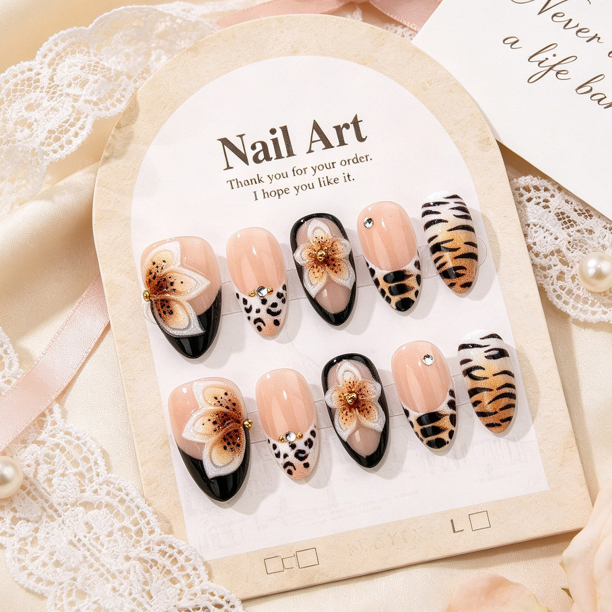 Künstlerisches Tierdruck Press-On Nail Art Set Brehn
