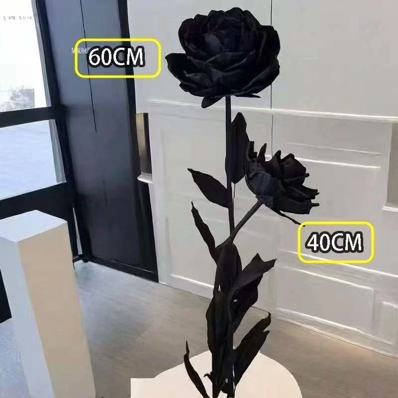 Lebensechte schwarze Rose Dekorationsskulptur