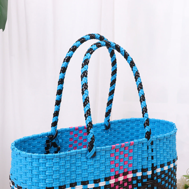 Handgefertigte Strandtasche mit Buntem Wellenmuster Brehn