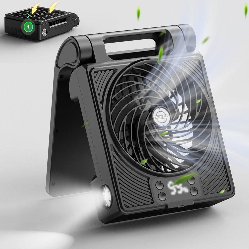 Unisex nan tragbarer faltbarer Akku-Ventilator mit LED-Taschenlampe und Solar-Ladefunktion Brehn