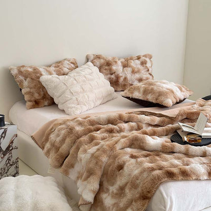 Plüsch Kunstfell Ripp-Decke für Sofa und Bett