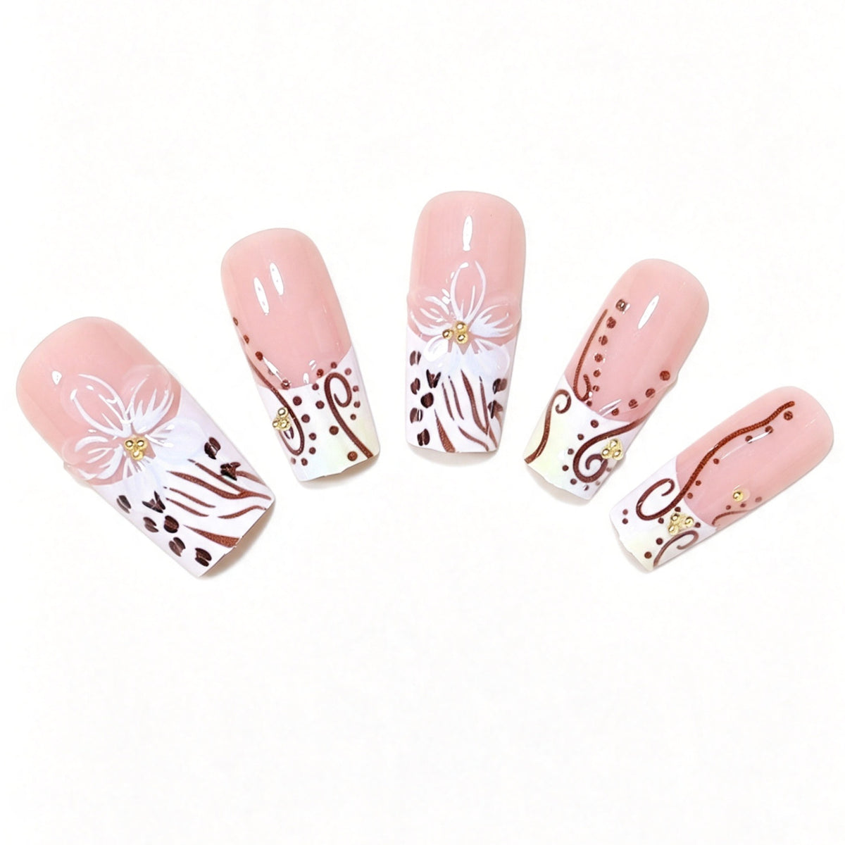 Elegante Florale Acryl-Nagelverlängerungen Brehn