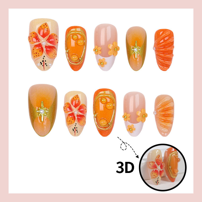 Kunstnagelset mit fröhlichen Blüten- und Glitzerdetails Brehn