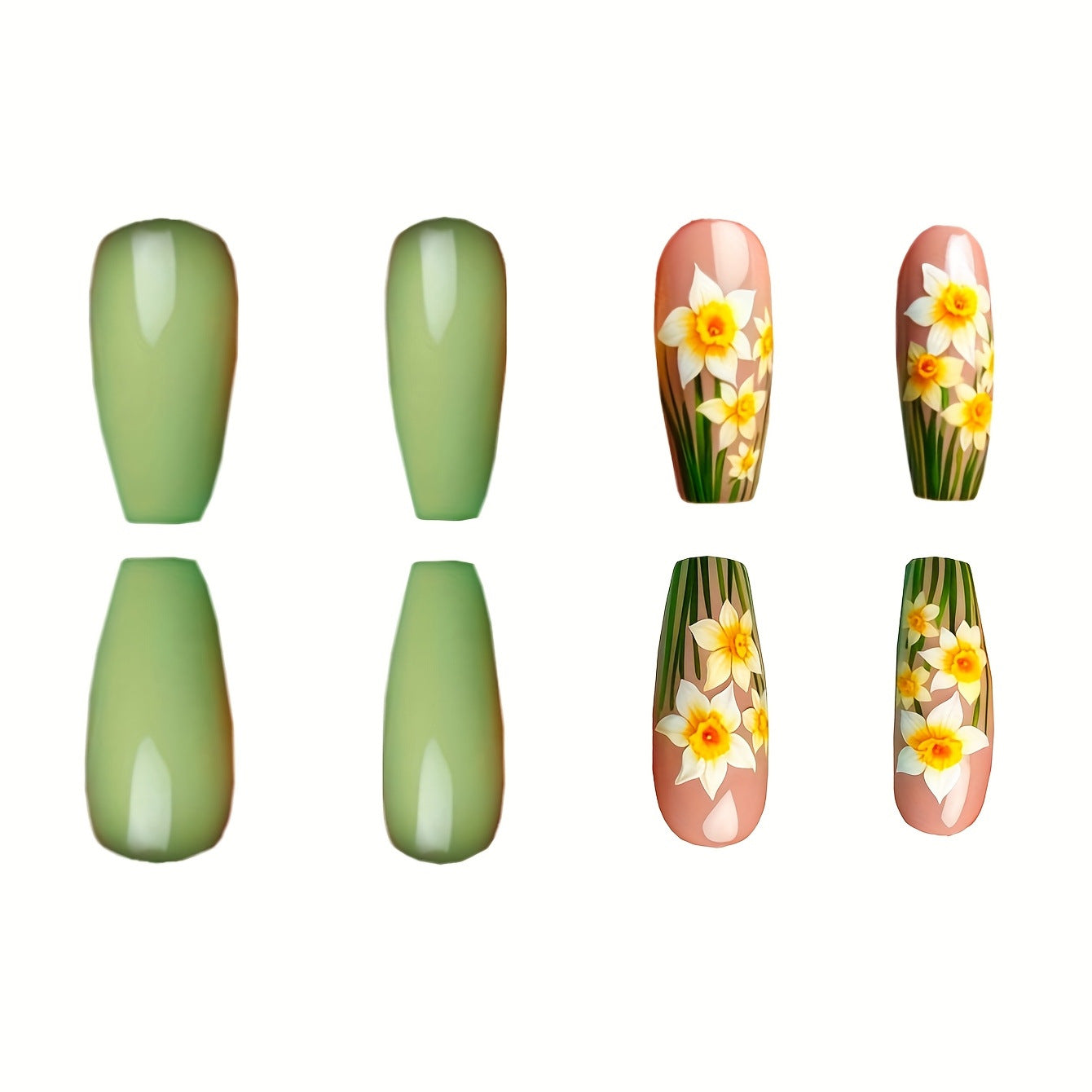 Floral Narzisse Press-On Nagelkunst Brehn