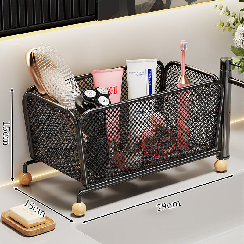 Netz Arbeitsplatte Badezimmer Kosmetik Organizer mit Holzballfüßen