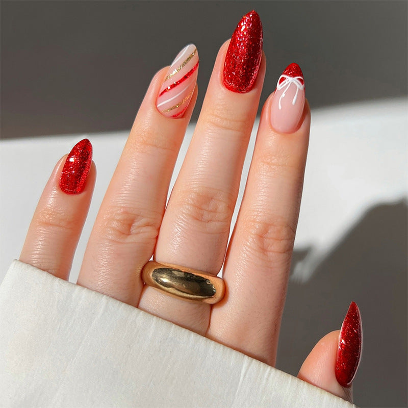 Elegantes Glitzerndes Press-On Nagelset Brehn
