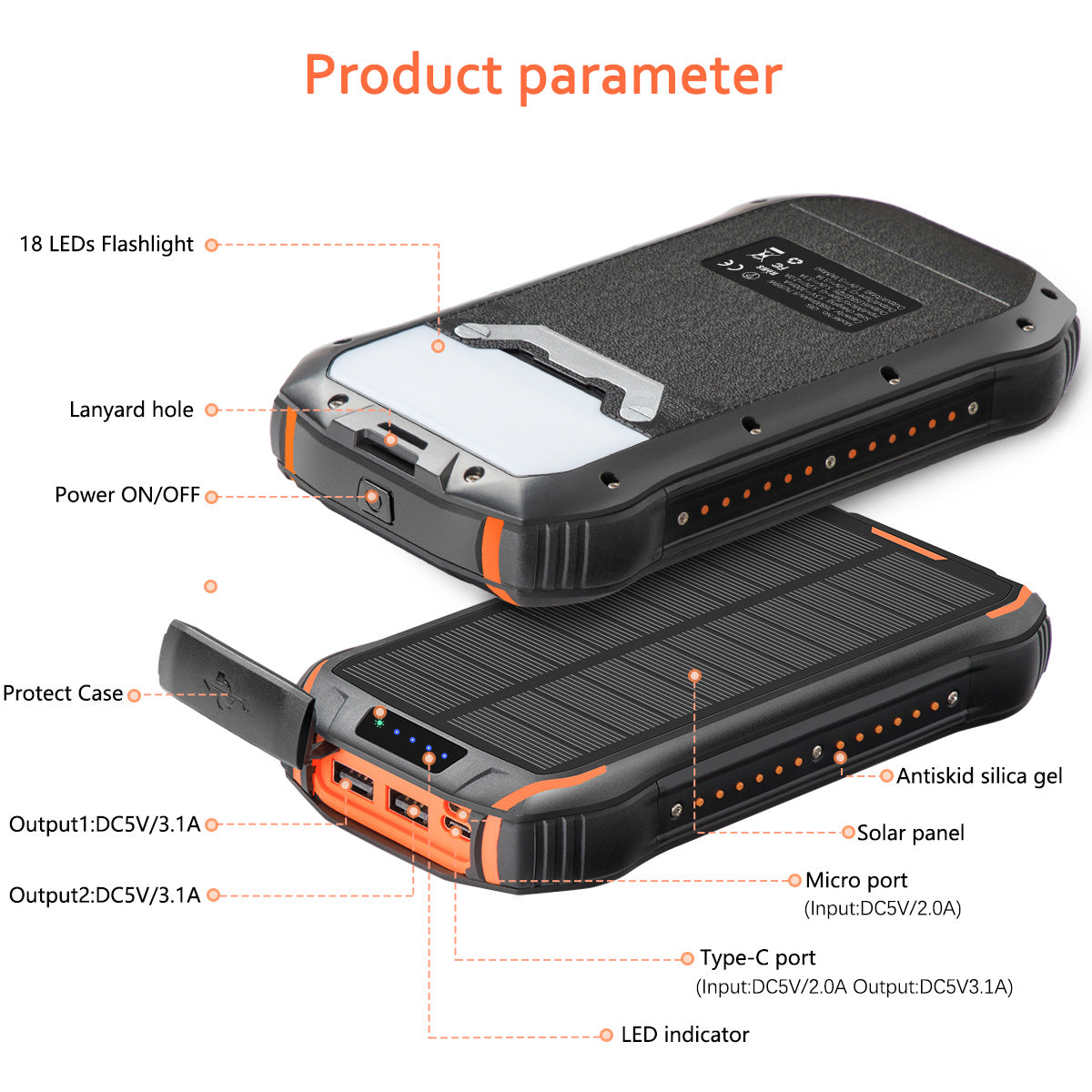 Solar-Powerbank mit Hoher Speicherkapazität und Ip66 Schutz Brehn