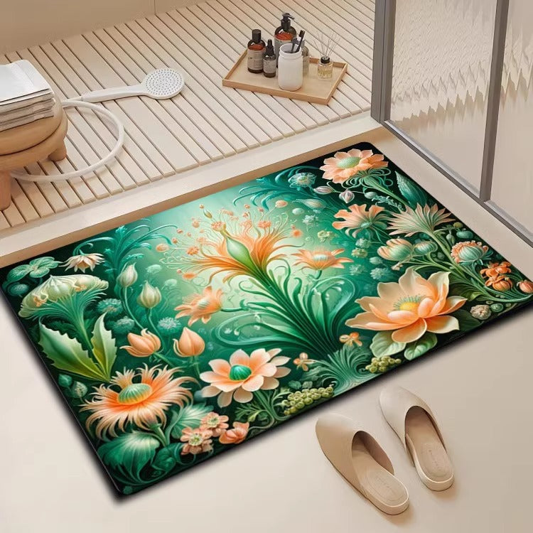 Florales Design Badezimmermatte Brehn