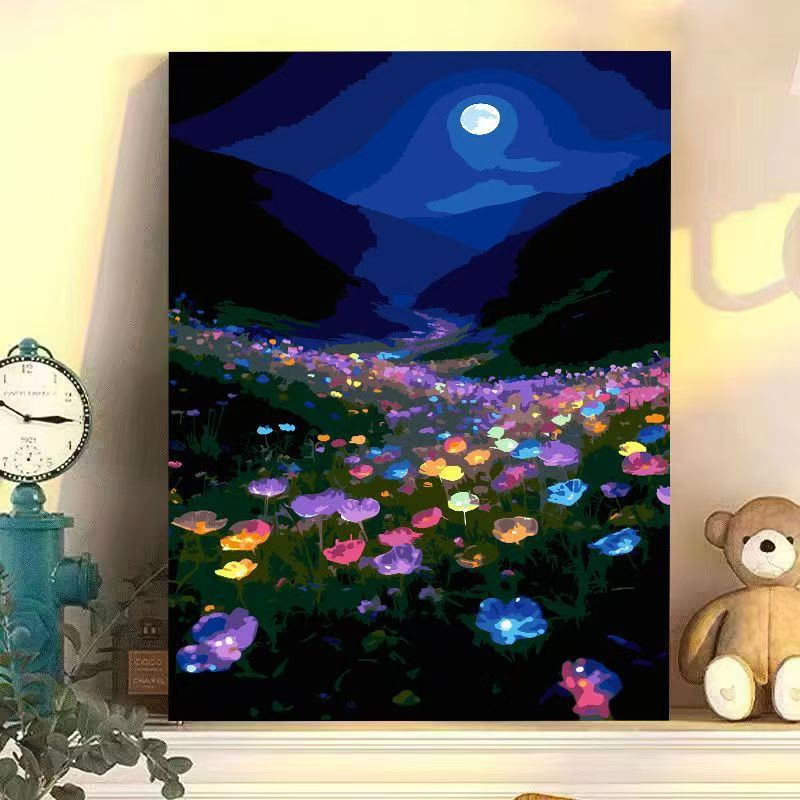 Nächtliche florale Landschaft Leinwandkunst Brehn