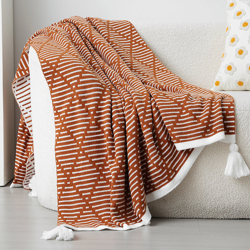 Damen Strickdecke mit geometrischem Muster Brehn