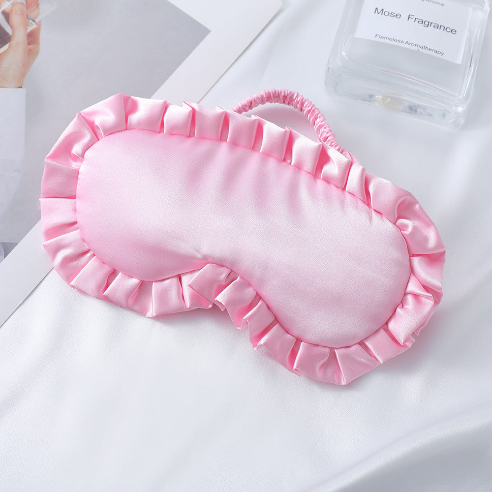 Damen nan seidig-glänzende Augenmaske mit ergonomischer Kontur, volanter Rüschenkante und sanfter Polsterung Brehn