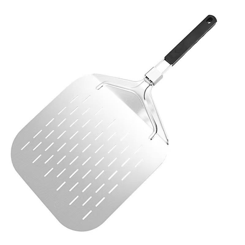 lange Griffe perforierte Pizzaschaufel Set mit Holzgriff Edelstahl Schneider und Dreieckserver Brehn