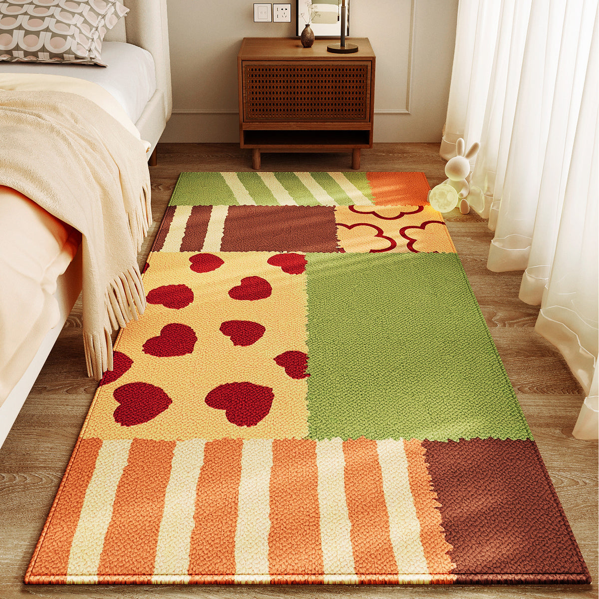 Verspielter Patchwork-Teppich