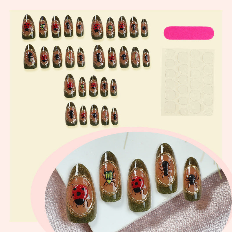 Künstlerisches Insekten-Themen Presse-On-Nail-Set Brehn