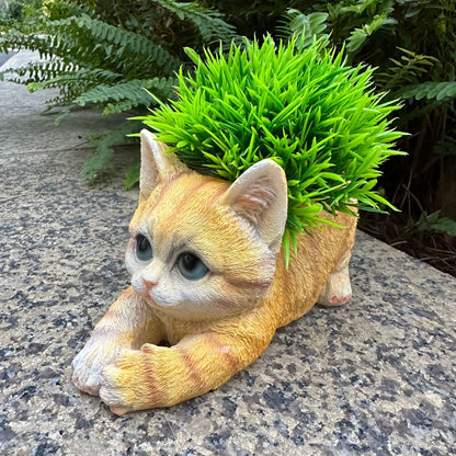 Dekorative Katze mit Pflanzenübertopf Brehn