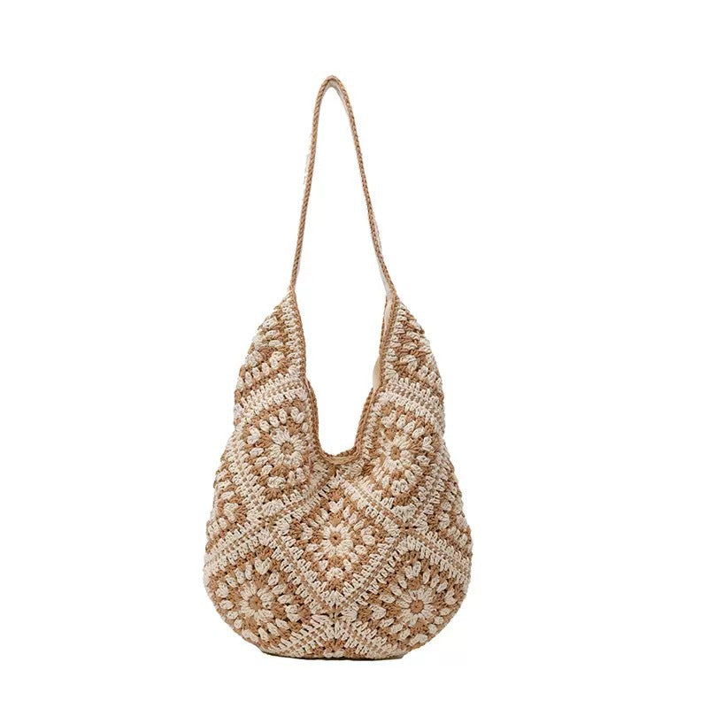 Handgeknüpfte Schultertasche mit Floralen Motiven Brehn